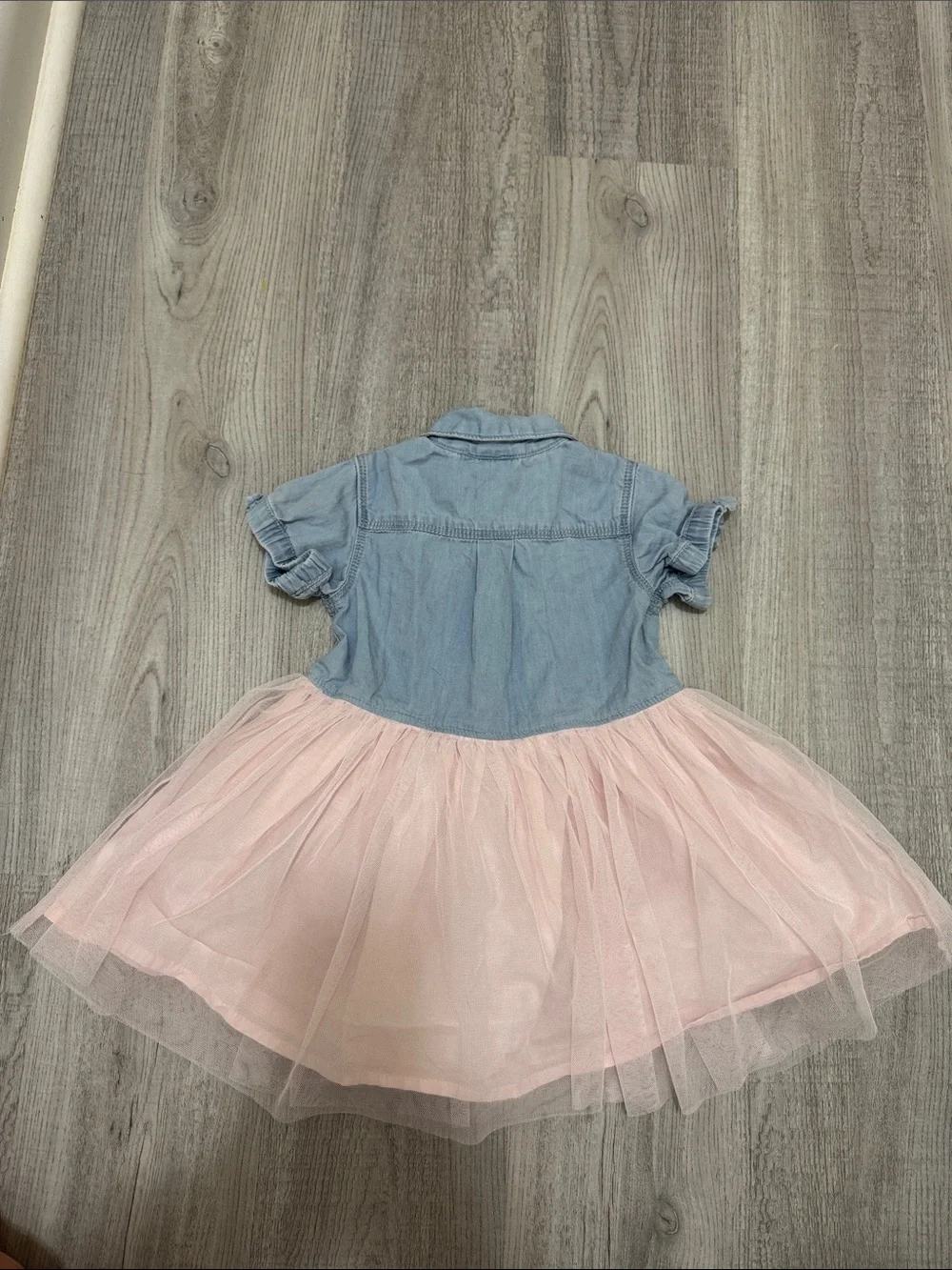 Y2K OshKosh B'gosh Light Blue Chambray Top with Pink Tulle Skirt Dress